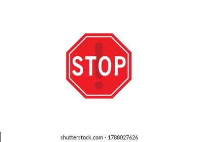 Señal de ruta, símbolo o icono de parada roja simple