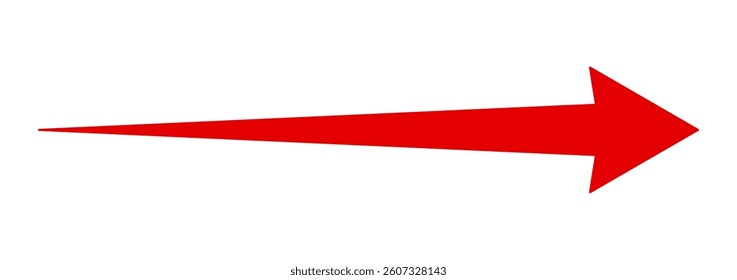 A simple, red, straight arrow pointing to the right on a transparent background. Direction symbol. Arrow symbol for app, UI, web. Vector illustration