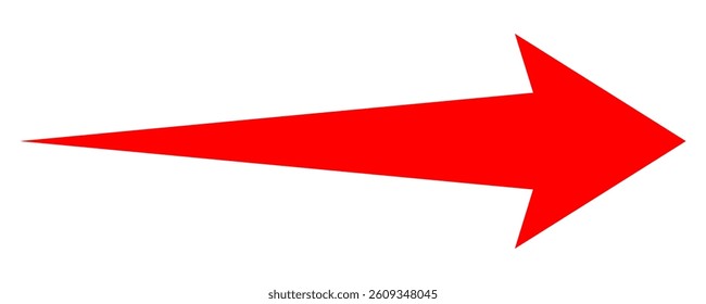 A simple, red, straight arrow pointing to the right on a white background. Direction symbol. Arrow symbol for app, UI, web.