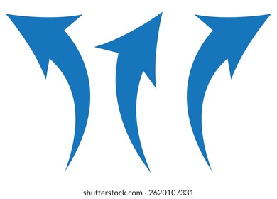 A simple, red, straight, curved arrows point to the up on a white background. Direction symbol. Arrow symbol for app, UI, web. Vector illustration