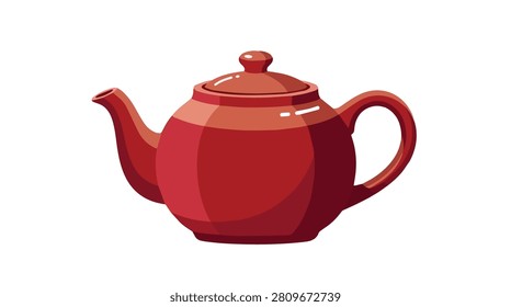 simple red teapot with rounded body and handle perfect for tea time culinary, kitchen decor or hospitality applications
