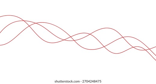 design de linha ondulada de três vermelho simples para fundo de cartaz de banner.