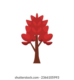 Simple red tree vector illustration, isolated on white background