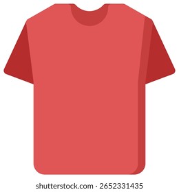 Simple Red T-Shirt Illustration with Short Sleeves and Round Nec