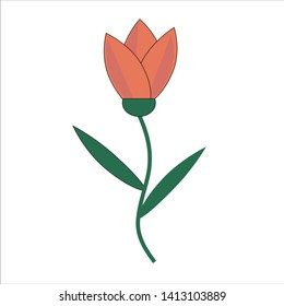 Simple red tulip on stalk