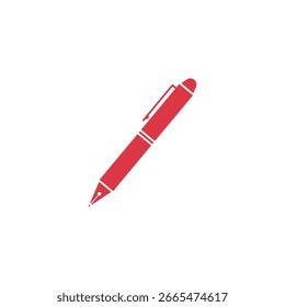 Um simples ícone de vetor vermelho de uma caneta-tinteiro com um clipe de tampa.
Categoria: Educação, Objeto