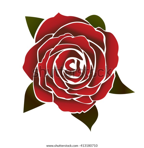 Simple Red Vector Rose Stock Vector (Royalty Free) 413180710