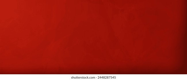 Simple Red Wall Background. Gouache painted grunge backdrop with big light from upper left corner, casting shadows. Traditional asian banner. Passionate red. Vector Illustration. EPS10
