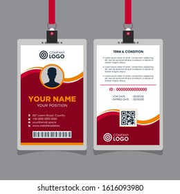 Simple Red Wave Modern Id Card Design Template Vector Image
