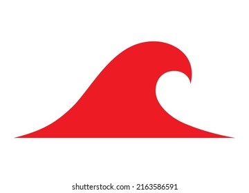 Simple red wave or tsunami flat vector icon for apps and websites