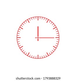 Simple red and white clock icon. Time icon, vector stock illustration.