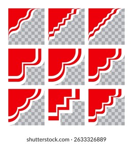 Simple Red and White Corner Vector Set for Indonesia Independence Day Celebration