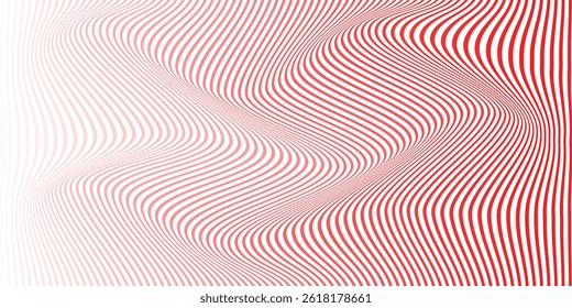 simple red, white gradient thin line wave pattern.