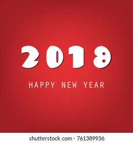 Simple Red and White New Year Card, Cover or Background Design Template - 2018