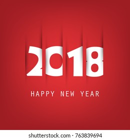Simple Red and White New Year Card, Cover or Background Design Template - 2018