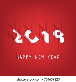 Plantilla de diseño simple de tarjetas de Año Nuevo, carátula o fondo de color rojo y blanco - 2018