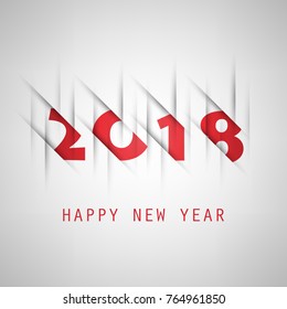 Simple Red and White New Year Card, Cover or Background Design Template - 2018