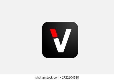 simple red white V alphabet letter logo icon design for company and business