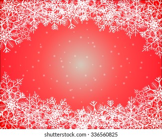 Simple red winter background with snowflakes