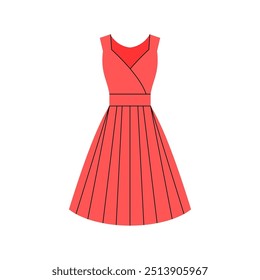 Simple red women's dress cartoon vector illustration isolated on a white background 3