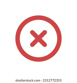 Simple red x icon. Cancel, decline, unapproved, no, erase vector symbol.