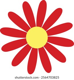 Simple Red and Yellow Daisy Flower Illustration
