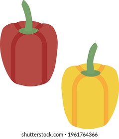 Simple Red And Yellow Paprika Illustration, Flat Design