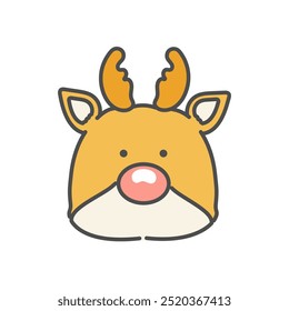 Simple red-nosed reindeer illustration material