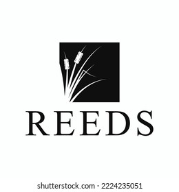 Simple reeds in frame logo on white background.