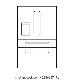 Icono de refrigerador simple en un estilo de línea. Elemento de cocina vectorial aislado en fondo blanco