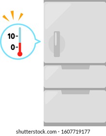 Simple refrigerator with a thermometer icon