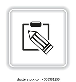 Simple registration. tablet with paper. icon. vector design