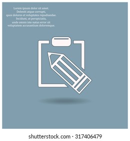 Simple registration. tablet with paper. icon. vector design
