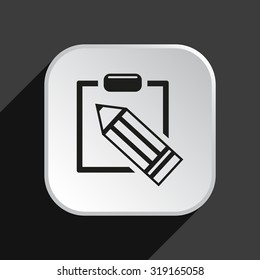 Simple registration. tablet with paper. icon. vector design
