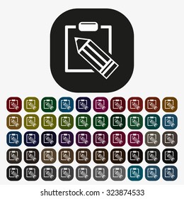 Simple registration. tablet with paper. icon. vector design
