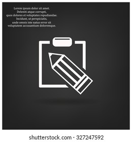 Simple registration. tablet with paper. icon. vector design