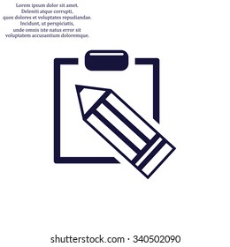 Simple registration. tablet with paper. icon. vector design