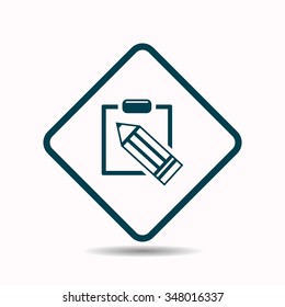 Simple registration. tablet with paper icon