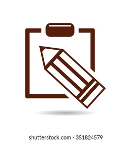 Simple registration. tablet with paper icon
