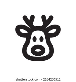 Simple reindeer icon, Vector outline icon on white background.
