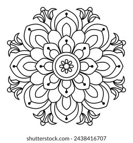 simple and relaxing mandala design for coloring book, easy mandala art
