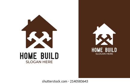 Diseño de logotipo de renovación simple. Icono de reparación del hogar con concepto de martillo. Vector de corrección de casa