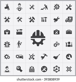 Simple repair icons set. Universal repair icon to use for web and mobile UI, set of basic repair elements 