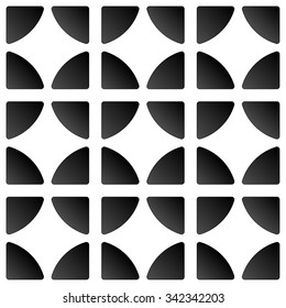 Simple repeatable pattern with circles divided to quarters. Vector art.