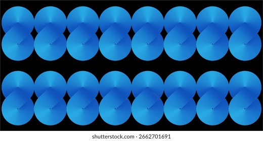 padrão abstrato simples e repetitivo com duas linhas de anéis azuis preenchidos com gradiente. Os anéis estão entrelaçados ou ligados.