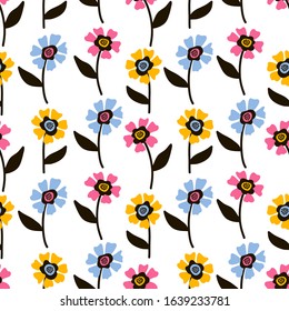 Simple repeating flowers. Floral pattern for textile design