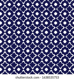 Simple Repeating Navy Blue and White Flower Vector Pattern