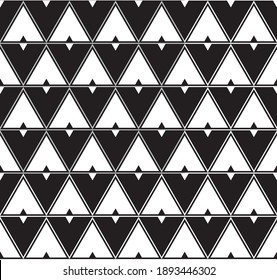 Simple repeating pattern of black and white triangles in a diamond formation, geometric vector illustration