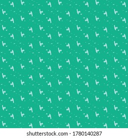 Simple repetitive pattern composed of tiny patches and abstract signs in alternate positions. Abstract knit texture. Graphics in green and blue.