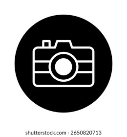 Simple representation of a camera icon on a black background a symbol of photography and videography